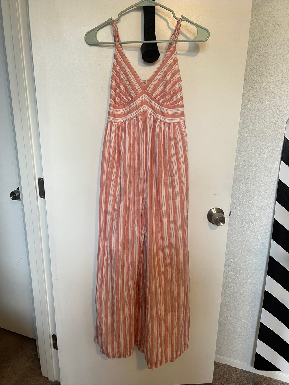 American Eagle Outfitters Coral Pink and White Striped XS Jumpsuit